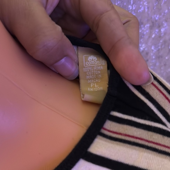 Kate Hill Black and White Ribbed Fitted Short Sleeve Tee - Picture 4 of 5